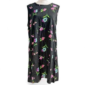 Vintage Sostanza Floral Black Sleeveless Dress